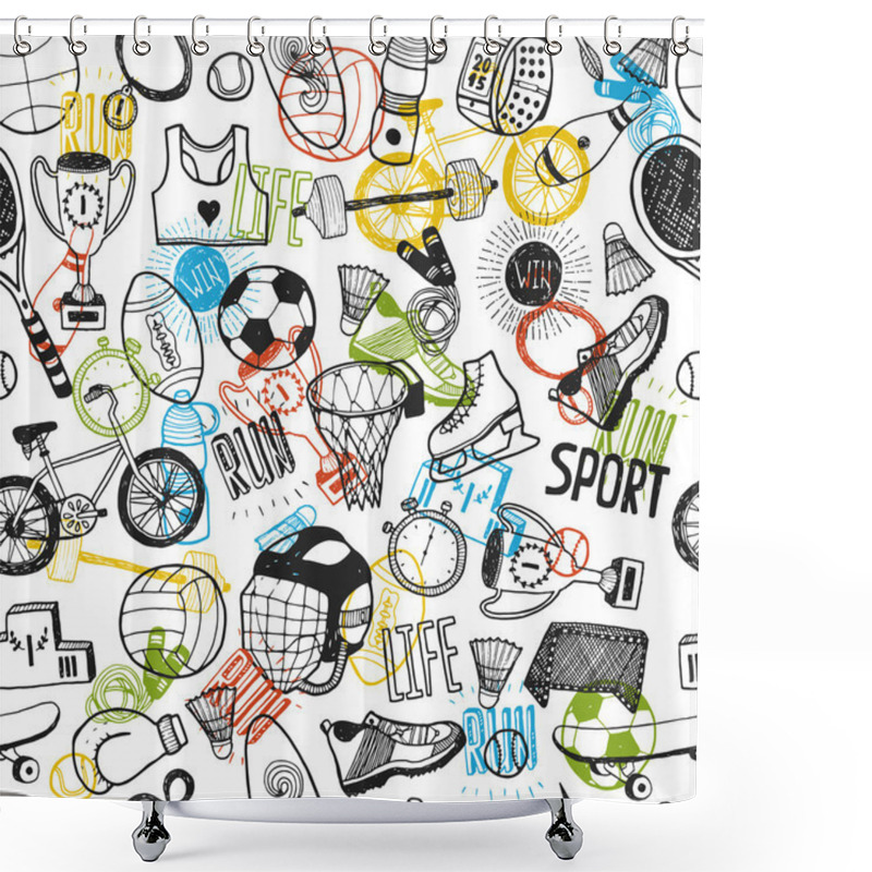 Personality  Hand Drawn Doodle Sport Background Shower Curtains