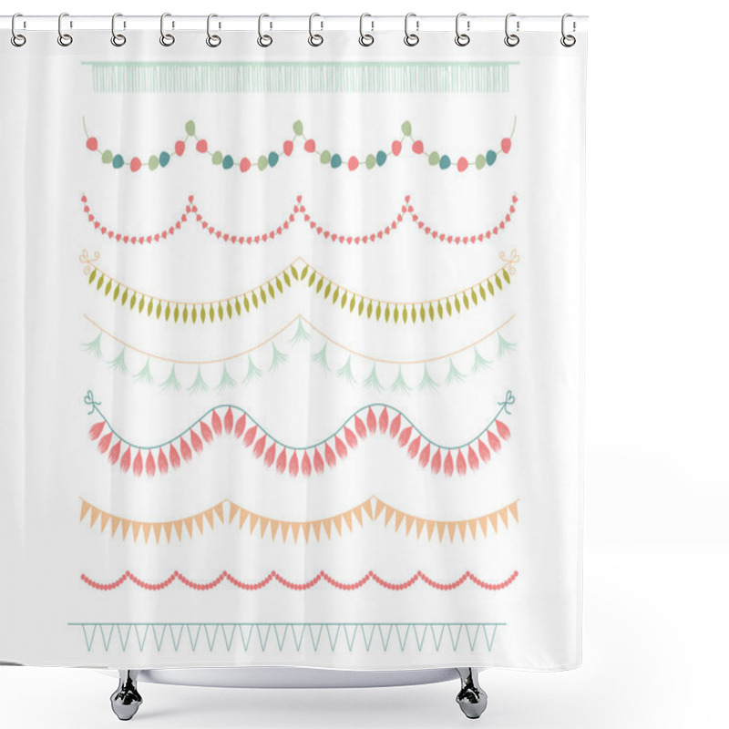 Personality  Garlands And Bunting Flags Clipart On White Background Shower Curtains