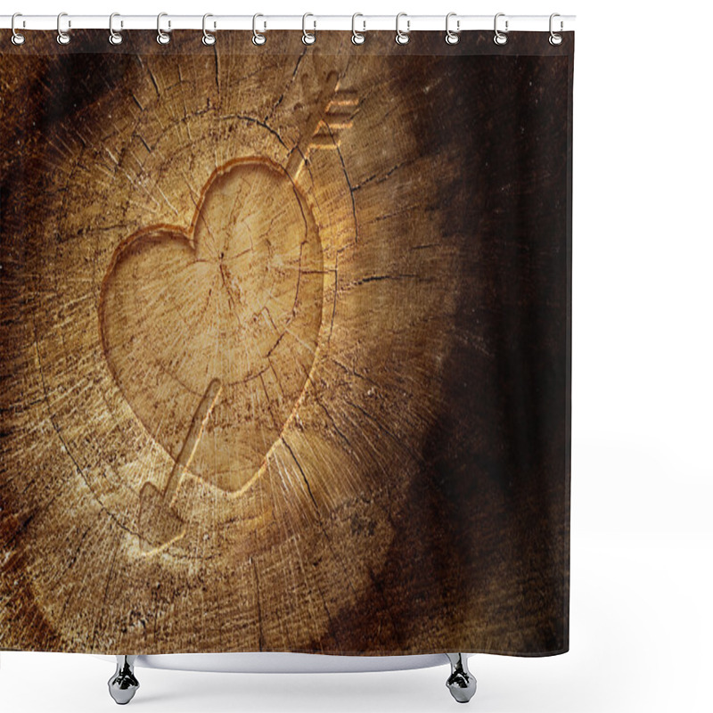 Personality  Love Text On Wooden Background Shower Curtains