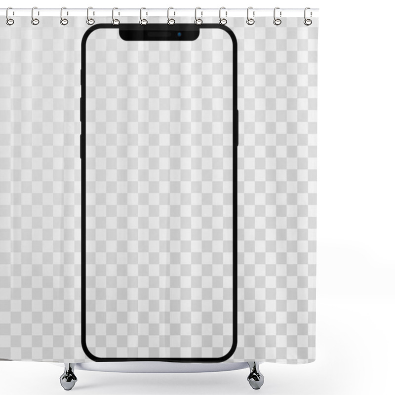 Personality  Phone, Mobile, Smartphone Mockup Isolated On White Background With Blank Screen. Front View Realistic Vector Illustration Phone With Black Color. Shower Curtains