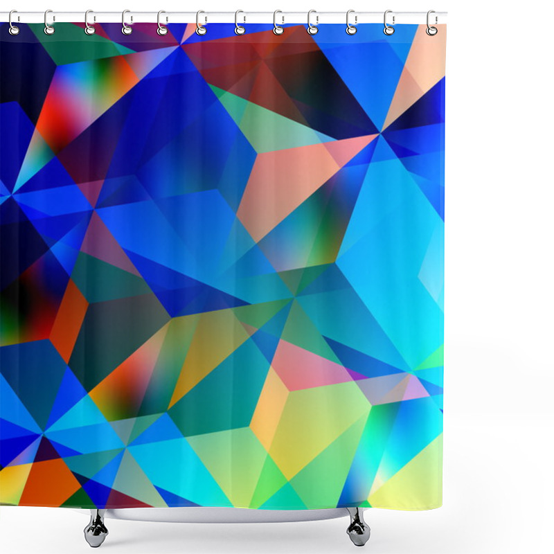 Personality  Geometric Abstract Background - Blue Mosaic Pattern - Triangle Design - Color And Art Patterns - Illustration Graphic - Chaotic Clutter - Turquoise Texture - Messy Disorganized Geometrical Tiles - Shower Curtains