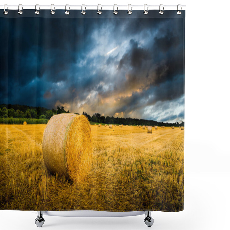 Personality  Hay Bales On The Field Shower Curtains