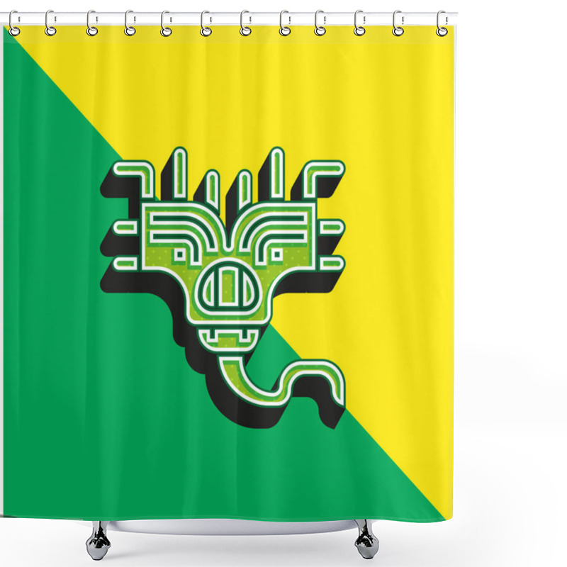 Personality  Alien Green And Yellow Modern 3d Vector Icon Logo Shower Curtains