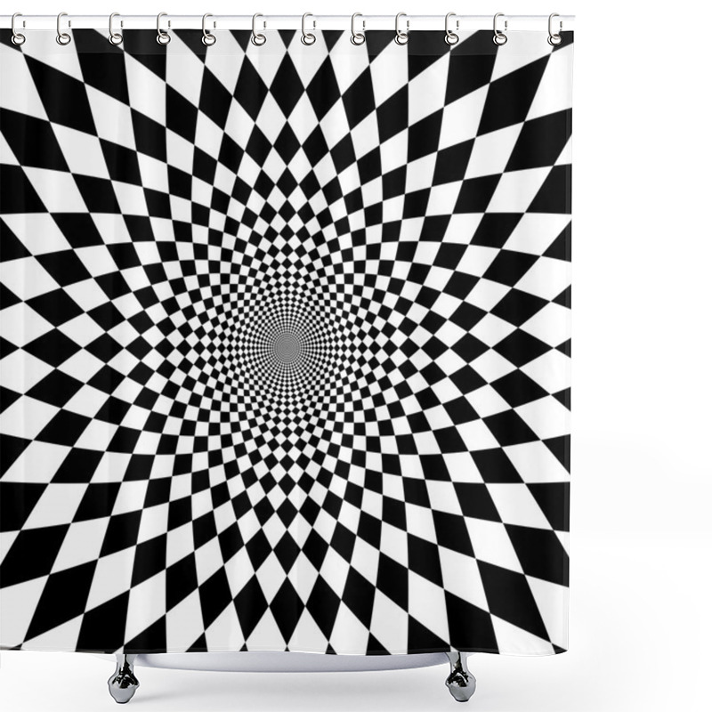 Personality  Concentric Abstract Symbol, Rhomb - Optical, Visual Illusion Shower Curtains