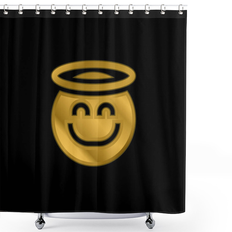 Personality  Angel Gold Plated Metalic Icon Or Logo Vector Shower Curtains