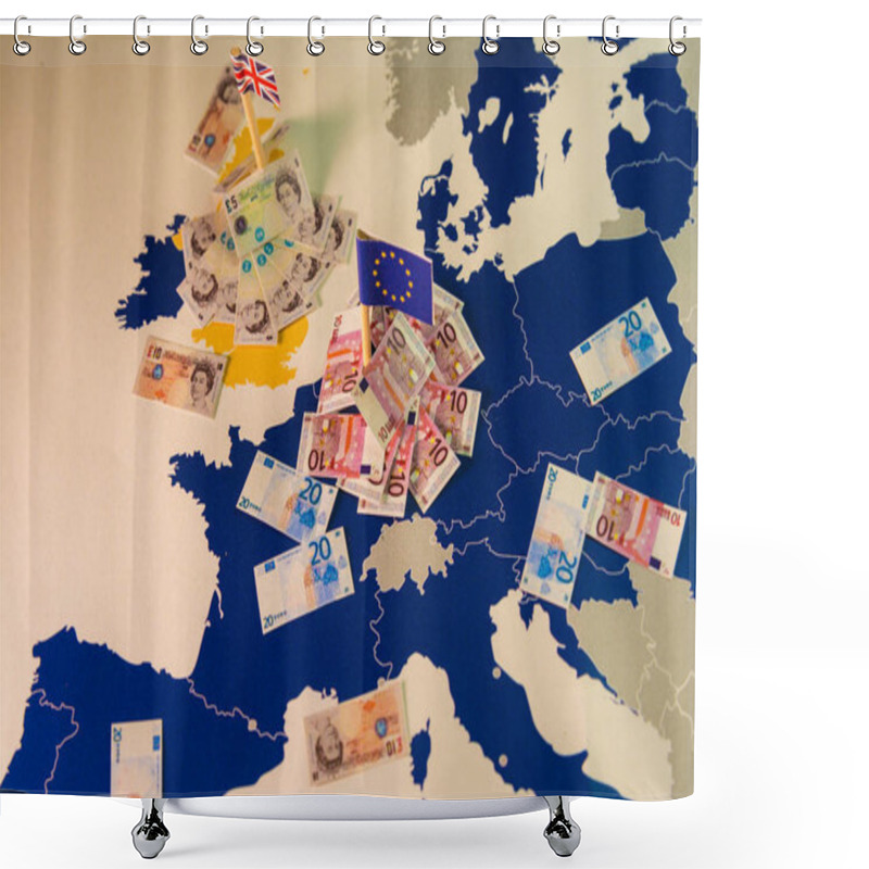 Personality  Brexit Concept And Economic Power On A EU Map Shower Curtains