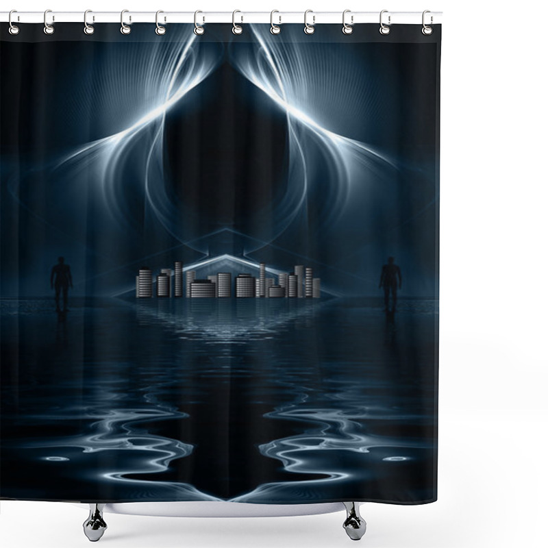 Personality  Aliens Looking At Futuristic Metropolis Shower Curtains