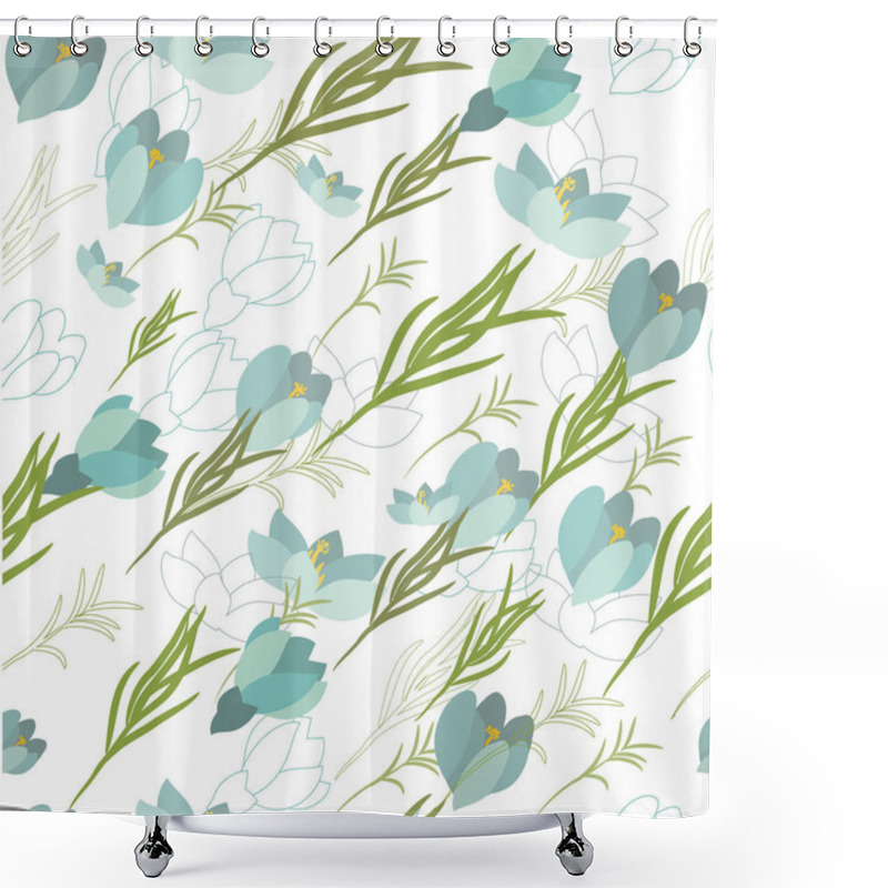 Personality  Seamless Vector Floral Pattern With Crocus Flowers Shower Curtains