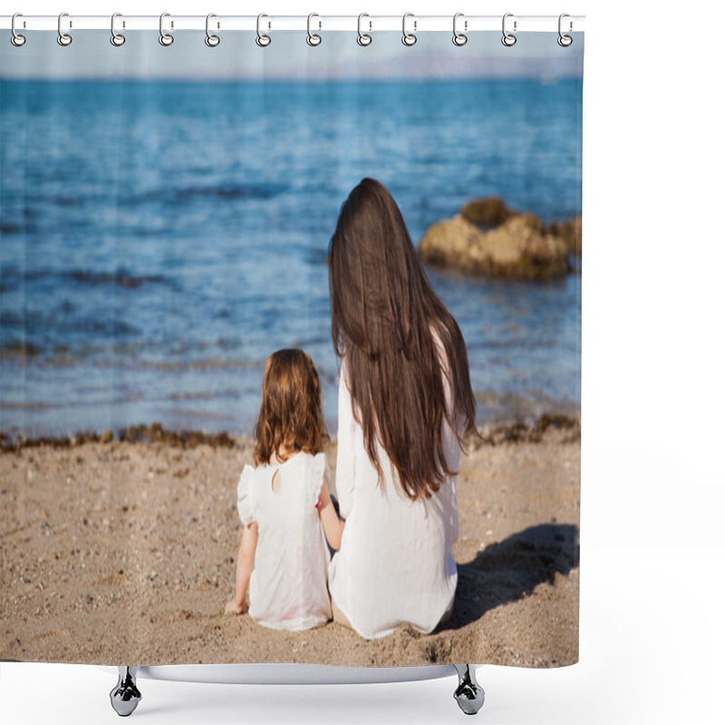 Personality  Mom Sitting Next To Her Daughter Shower Curtains