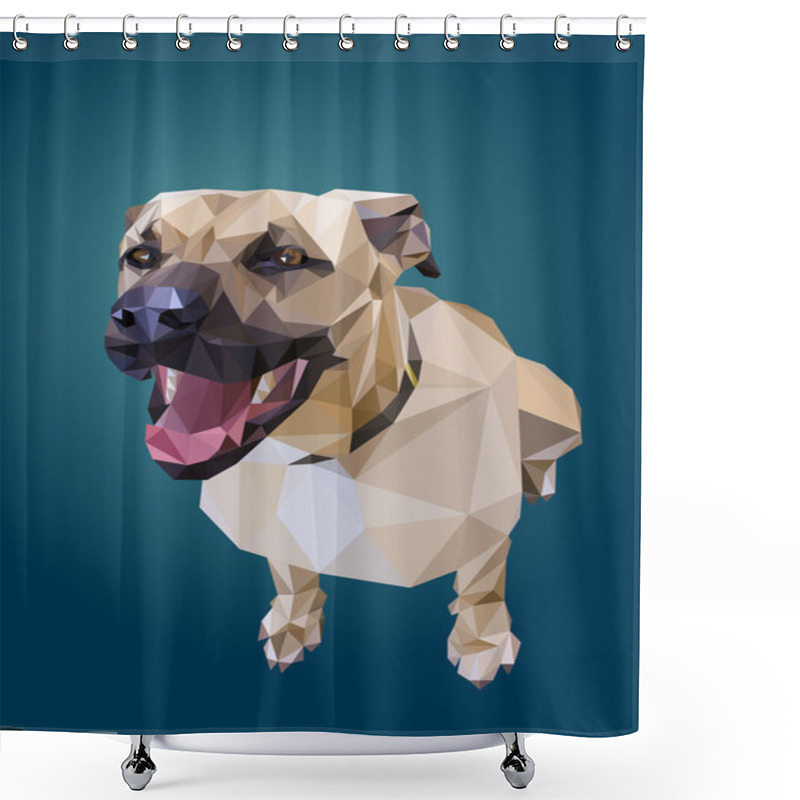 Personality  Low Poly Dog Shower Curtains