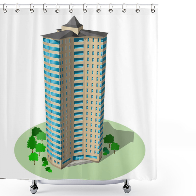 Personality  Office And Residential Skyscraper. Shower Curtains