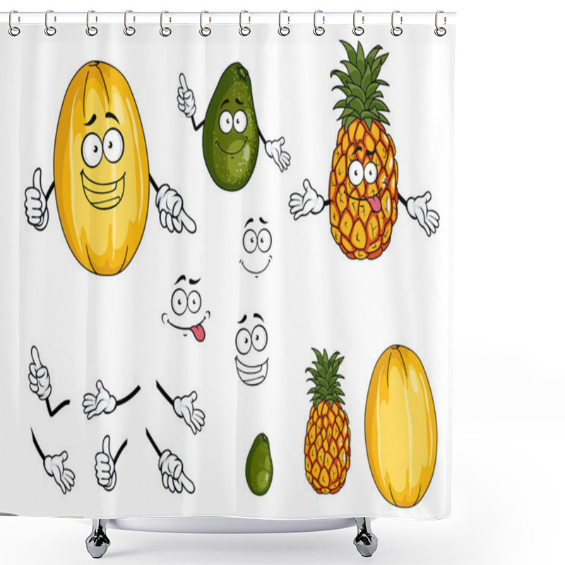 Personality  Pineapple, Lime And Melon Fruits Shower Curtains