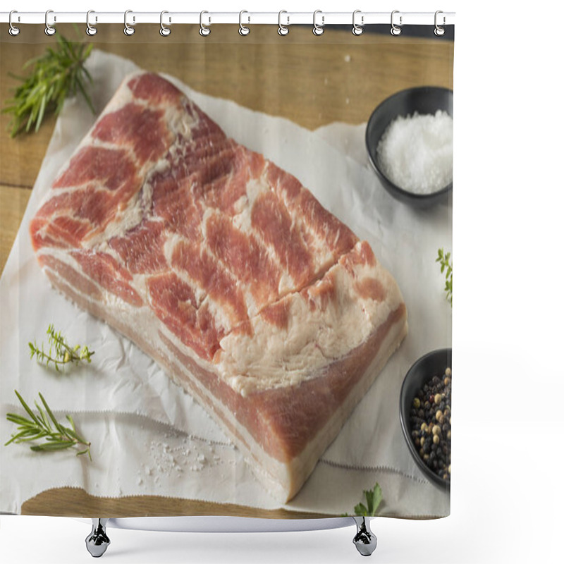 Personality  Raw Organic Pork Belly Meat With Salt And Pepper Shower Curtains