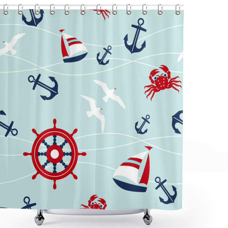 Personality  Sea Seamless Pattern Shower Curtains