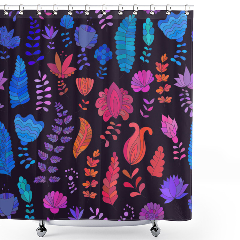 Personality  Seamless Pattern With Doodle Flowers Shower Curtains