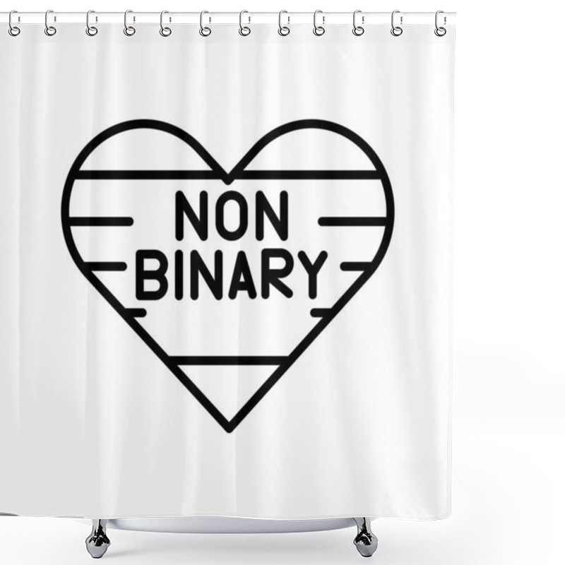 Personality  Non-binary Line Icon. Vector Isolated Element. Shower Curtains