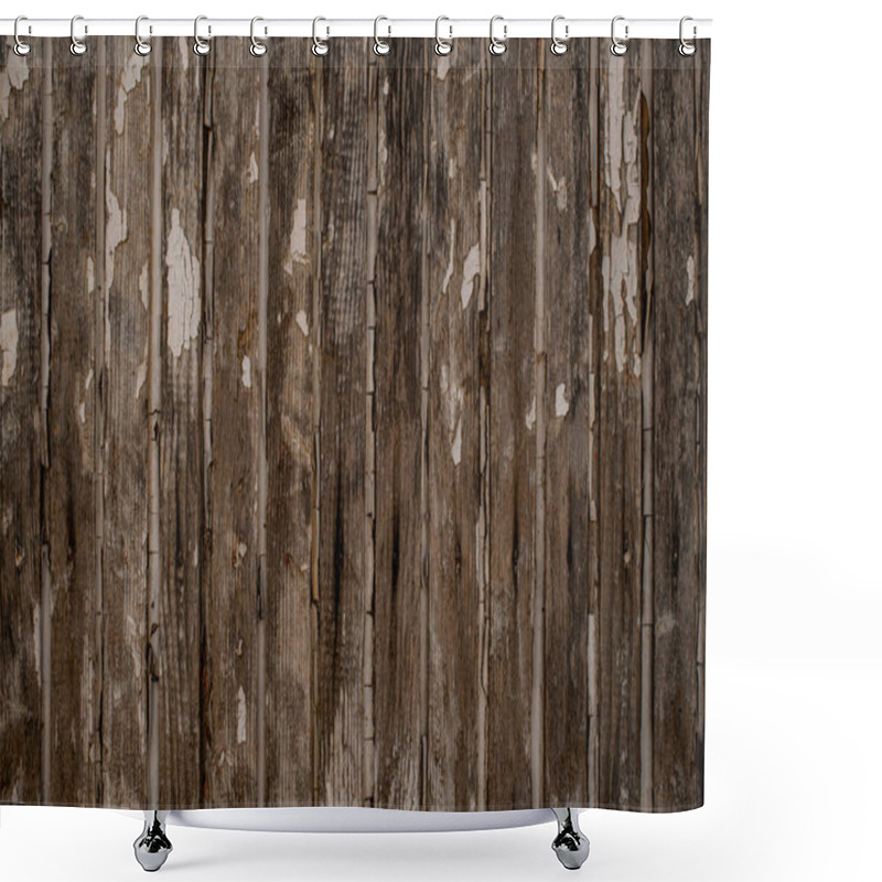 Personality  Vertical Wood Planks With Chipped And Peeling Old White Paint. Shower Curtains