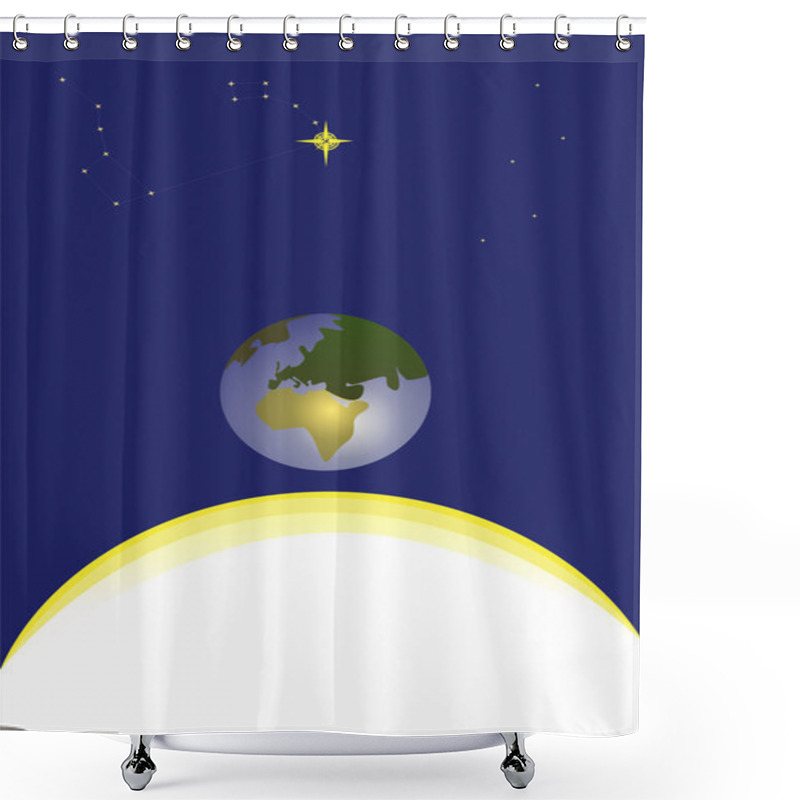 Personality  North Star, Earth And Sun Shower Curtains