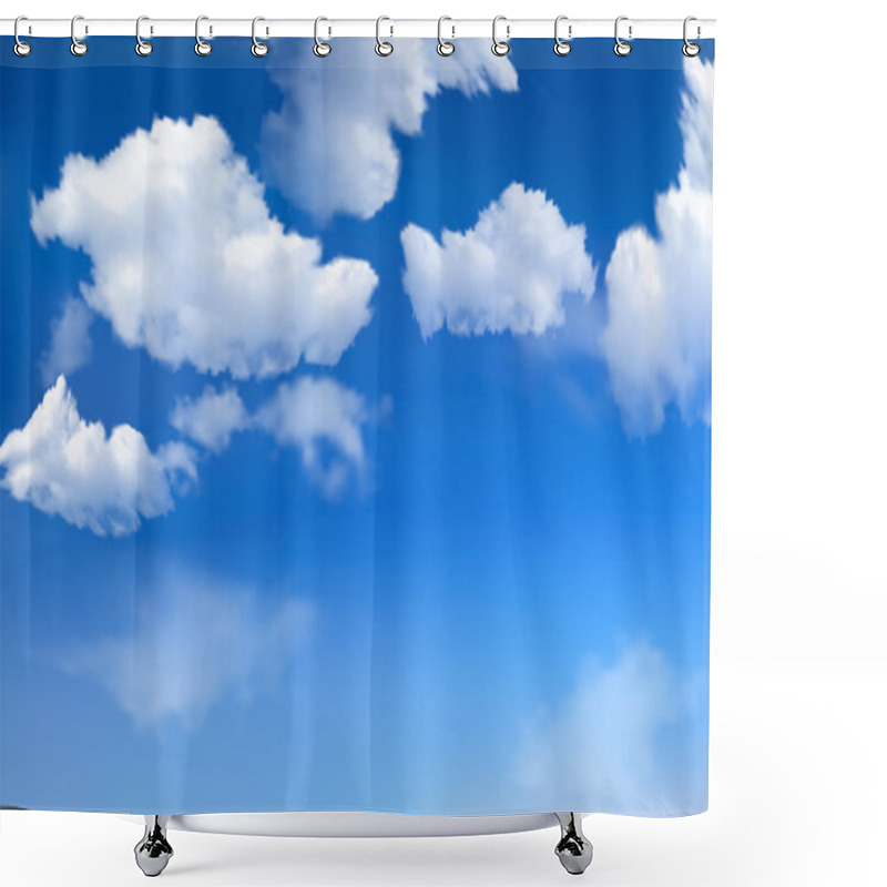 Personality  Blue Sky With Clouds. Vector Background. Shower Curtains