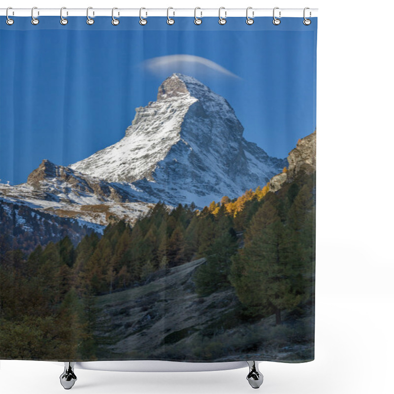 Personality  Small Cloud Over Matterhorn Peak, View From Zermatt, Canton Of Valais Shower Curtains