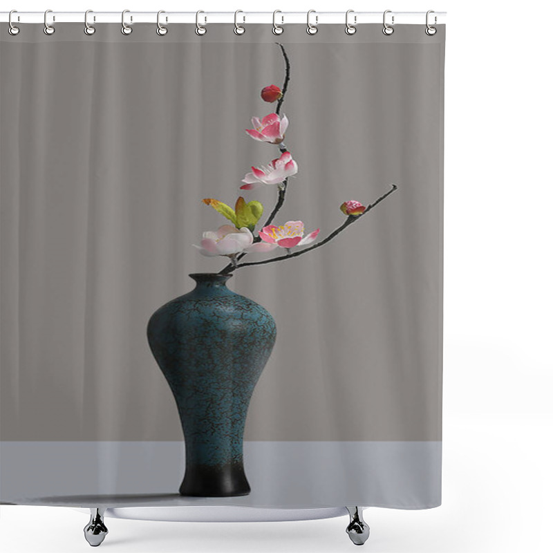 Personality  3d Mural Wallpaper White And Black Vase With Rose Flowers On Black Background . Suitable For Use On A Wall Frame Shower Curtains