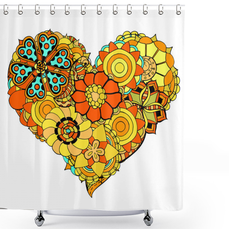 Personality  Heart Of Flower Doodle Shower Curtains