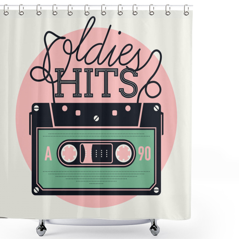 Personality  Oldies Hits With Analogue Audio Cassette Shower Curtains