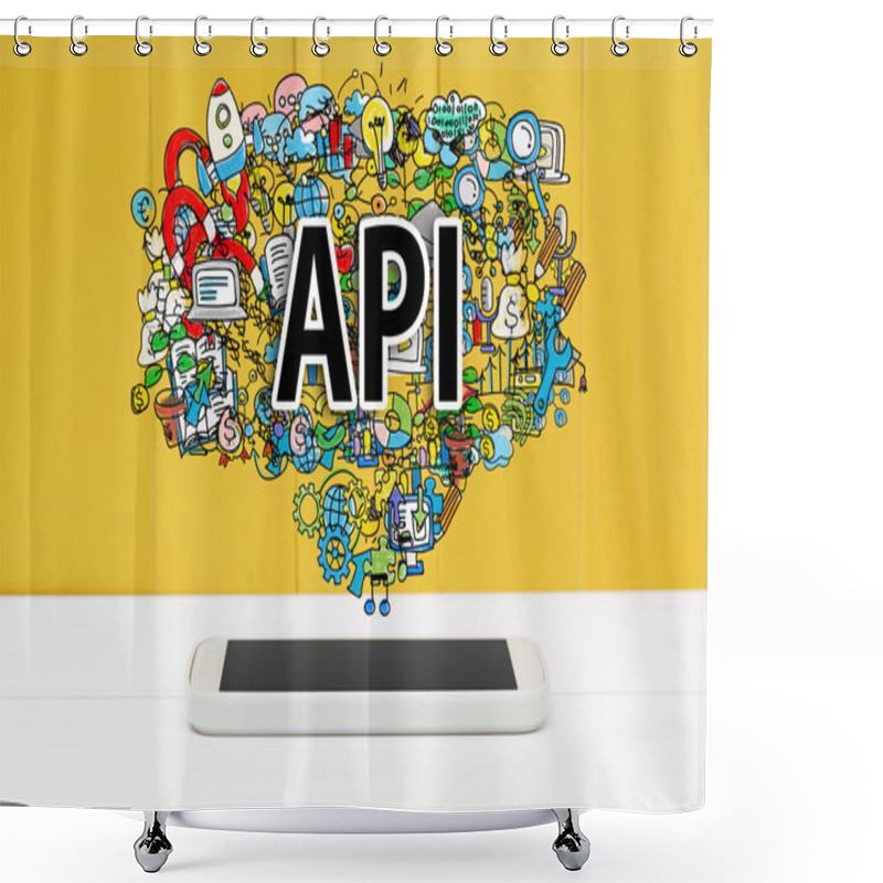 Personality  API Concept With Smartphone Shower Curtains