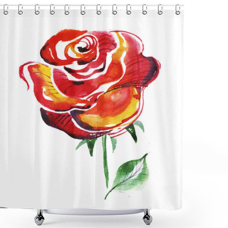 Personality  Flowers With Leaves On White Background Shower Curtains