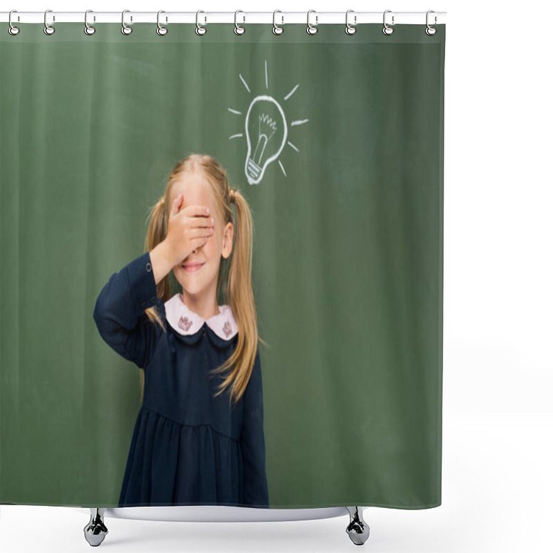 Personality  Schoolgirl Covering Eyes With Hand Shower Curtains