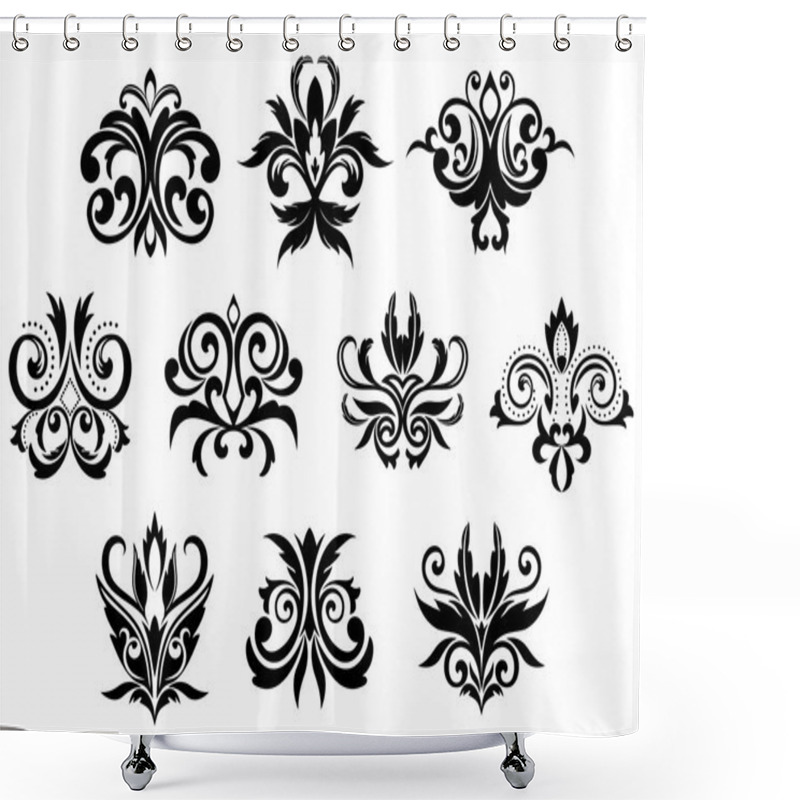 Personality  Decorative Black Gothic Flowers Set Shower Curtains