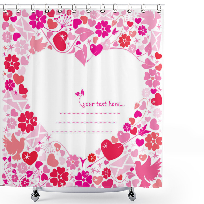 Personality  Valentine`s Day Postcard Shower Curtains