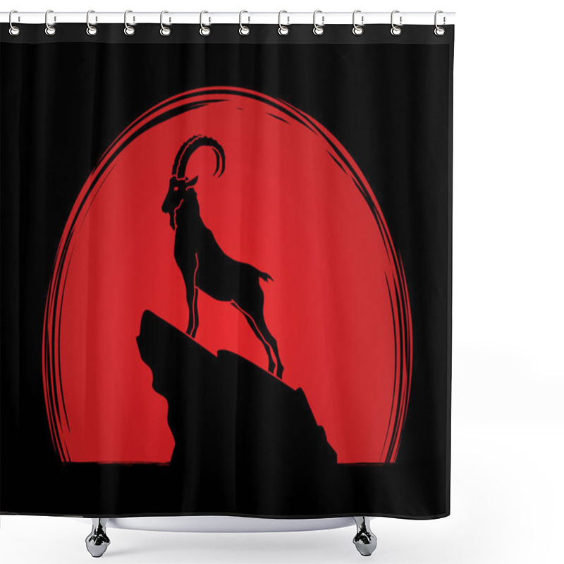 Personality  Ibex Standing On The Cliff  Shower Curtains