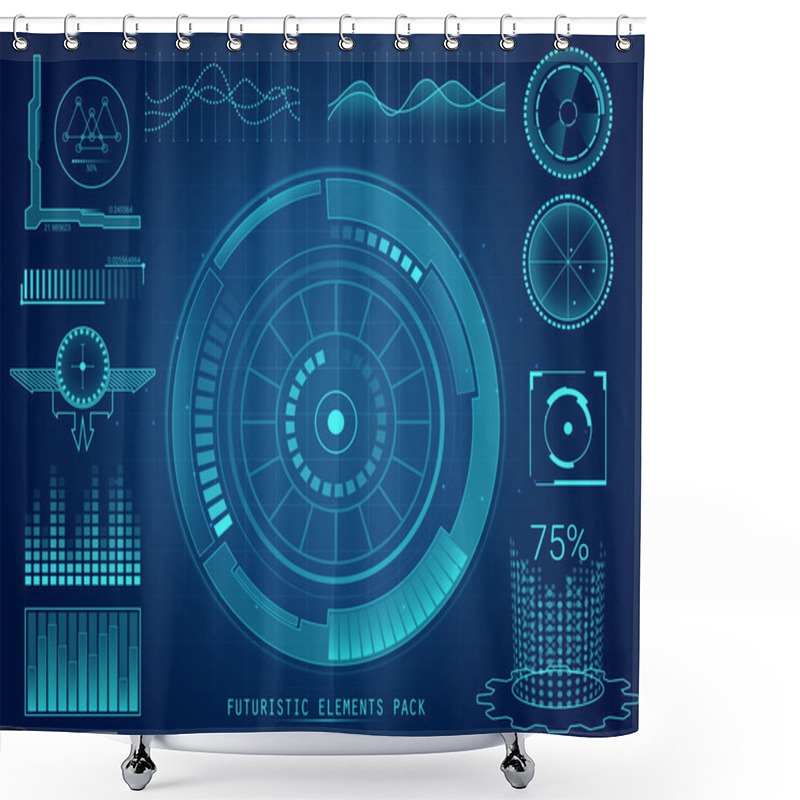 Personality  Set Of Futuristic HUD Elements. Shower Curtains