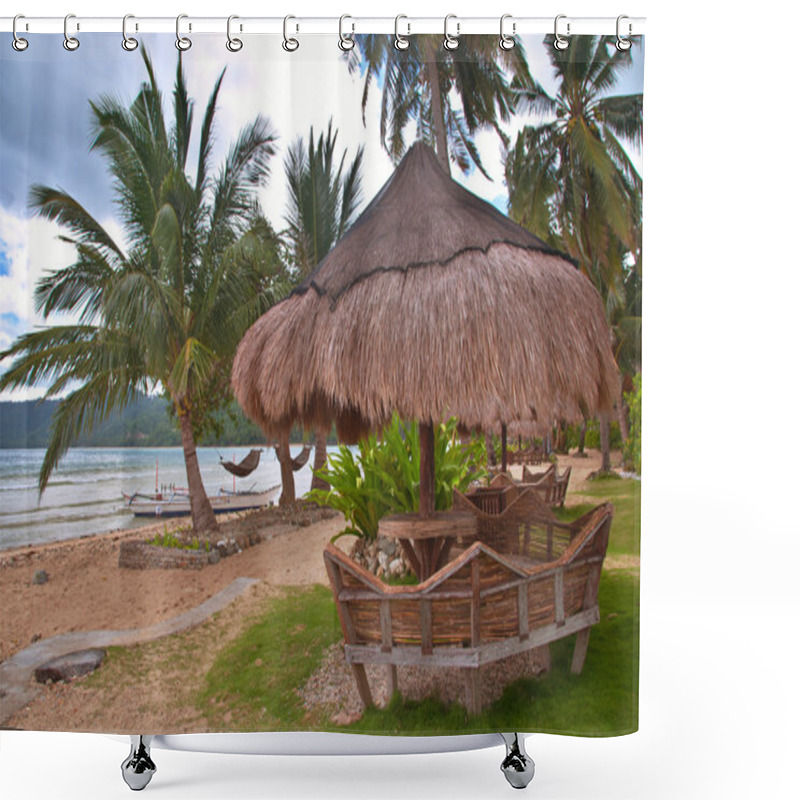 Personality  Tropical Beach Hut Shower Curtains