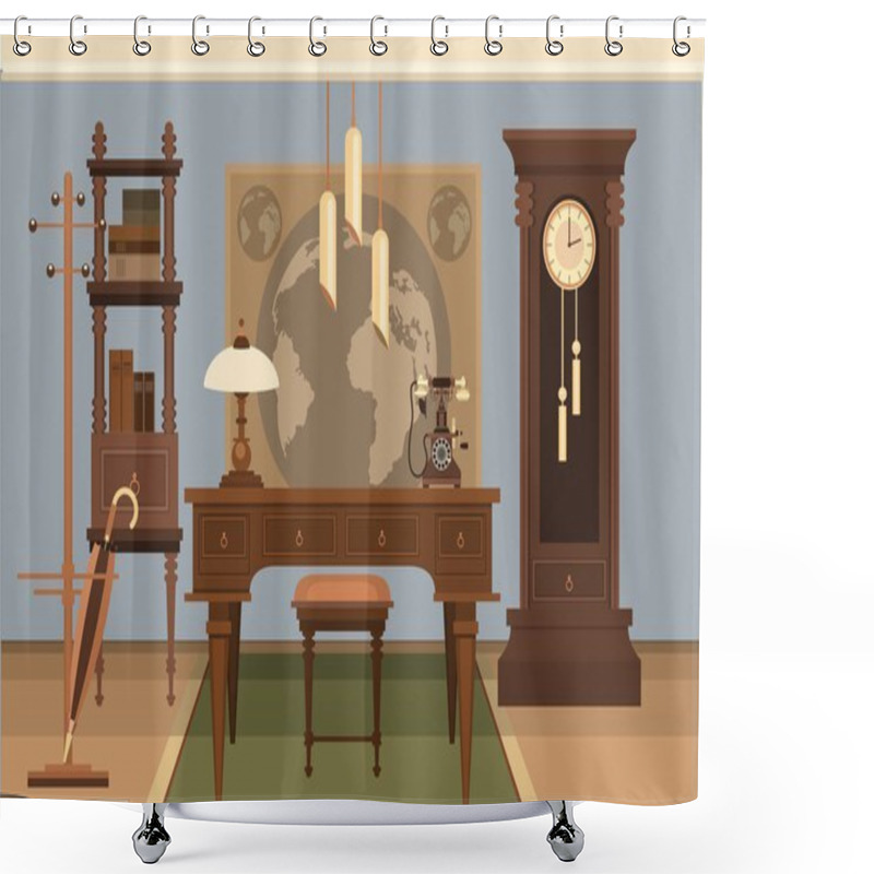 Personality  Work Place In Retro Style Shower Curtains