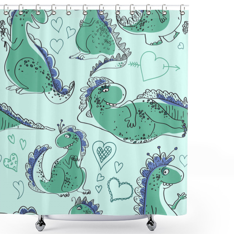 Personality  Pattern Of Happy Dragons Cartoon Shower Curtains