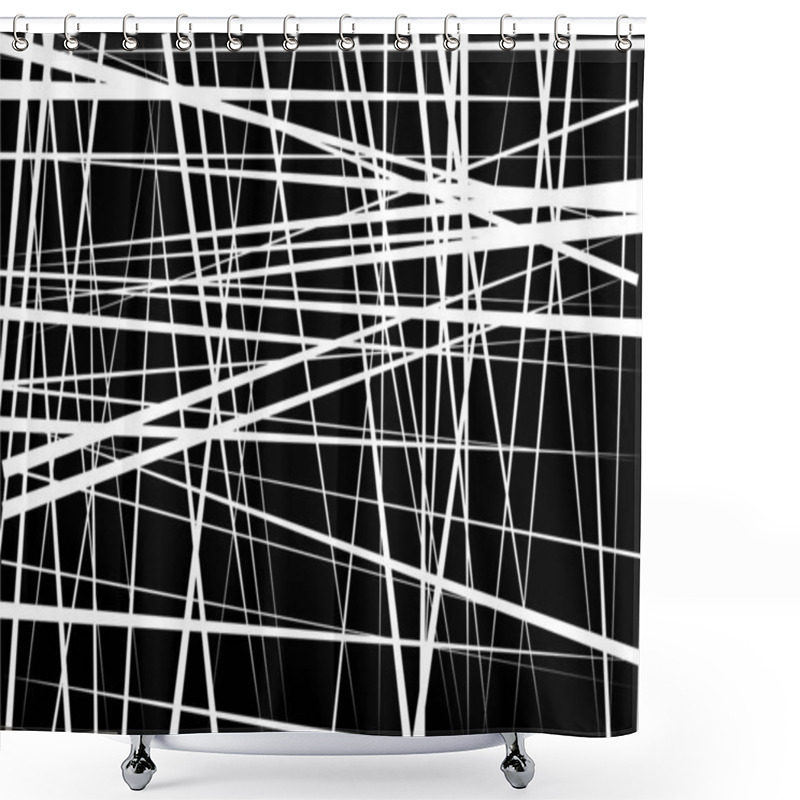 Personality  Abstract Geometric Art With Random, Chaotic Lines. Straight Crossing, Intersecting Lines Texture, Stripes Pattern Shower Curtains