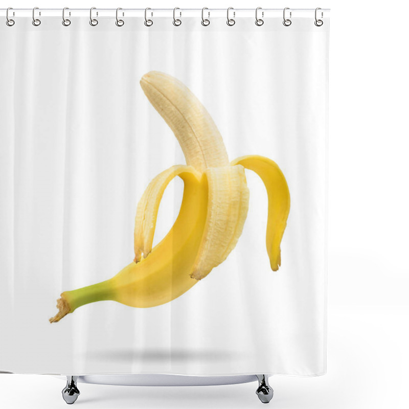 Personality  Peeled Banana Isolated On White Background Shower Curtains