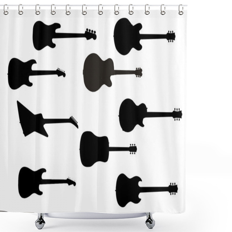 Personality  Rock Guitar Silhouettes Shower Curtains