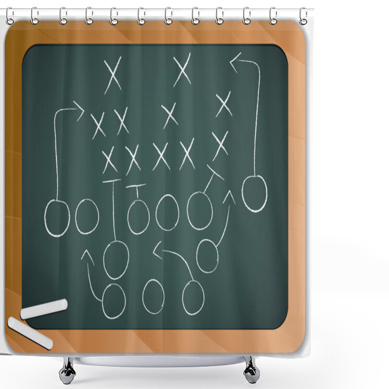 Personality  Teamwork Football Game Plan Strategy On Blackboard Shower Curtains