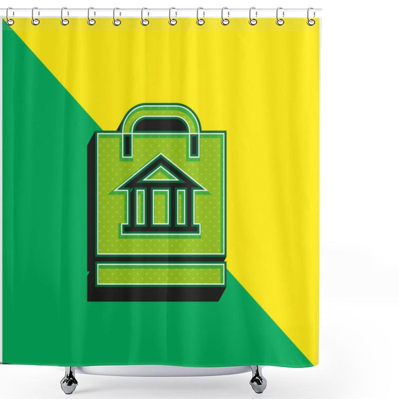 Personality  Bag Green And Yellow Modern 3d Vector Icon Logo Shower Curtains