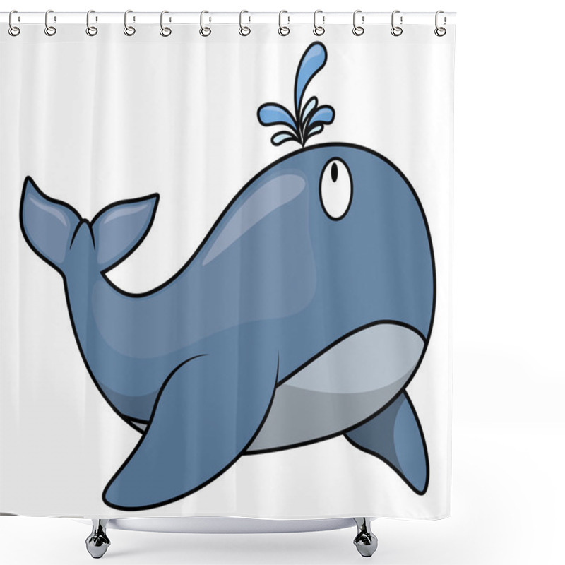 Personality  Cartoon Whale  On White Shower Curtains