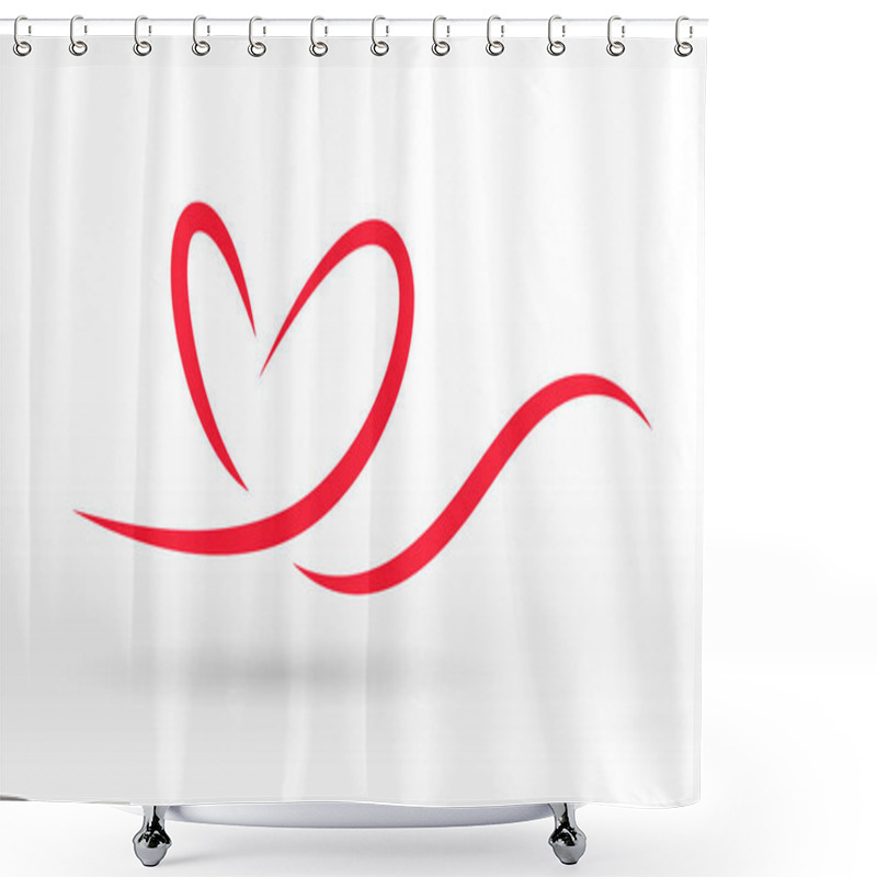 Personality  Red Line Motion Heart Wave Abstract Icon Vector Background Shower Curtains