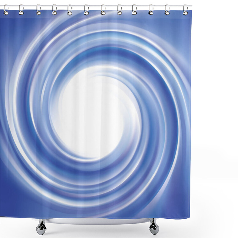 Personality  Vector Wonderful Futuristic Soft Curvy Ultramarine Rippled Fond With Space For Text. Beautiful Volute Surface Vivid Deep Cobalt Iris Color With Glowing White Center In Middle Of Funnel Shower Curtains