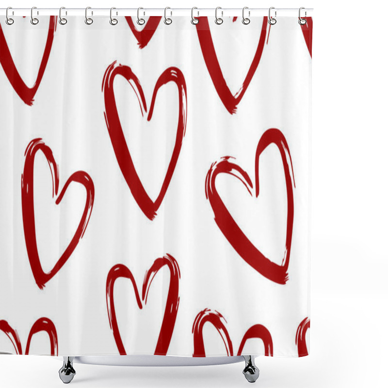 Personality  Red Hearts Seamless Pattern Background.  Fashionable Template For Design. Shower Curtains