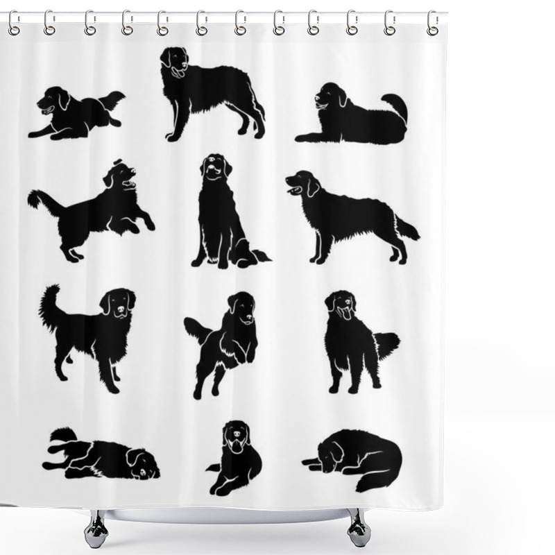 Personality  Set Of Golden Retriever Illustrations On White Background Shower Curtains