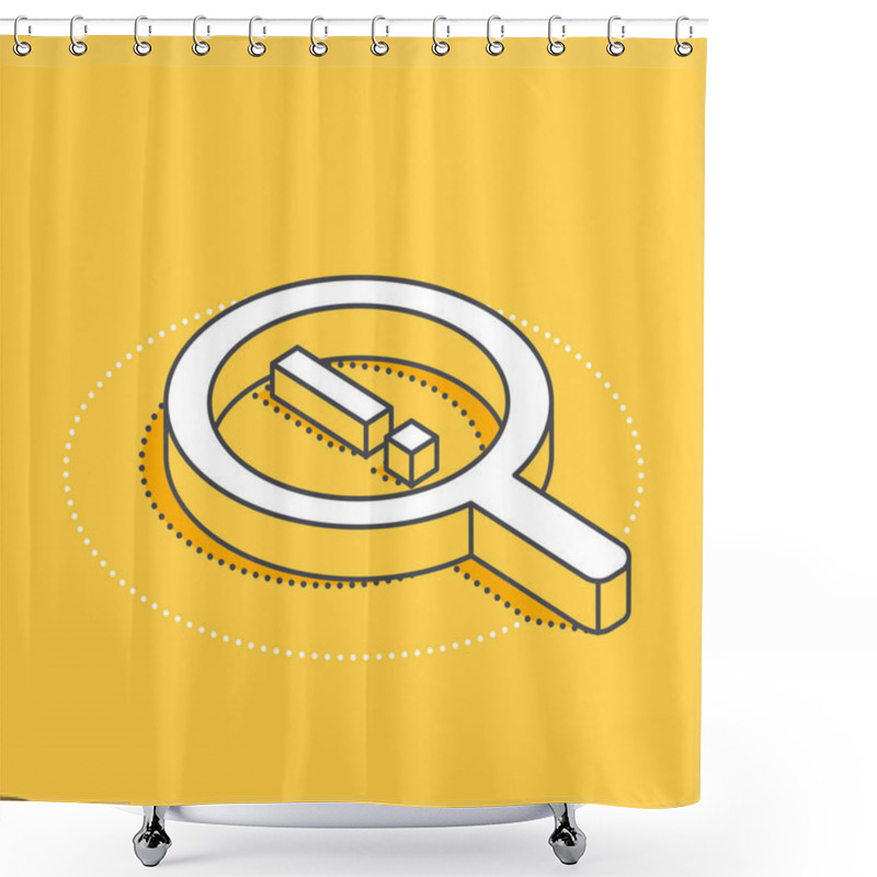 Personality  Isometric Vector Icon On A Yellow Background, Big Magnifier And  Exclamation Mark, Data Search Shower Curtains