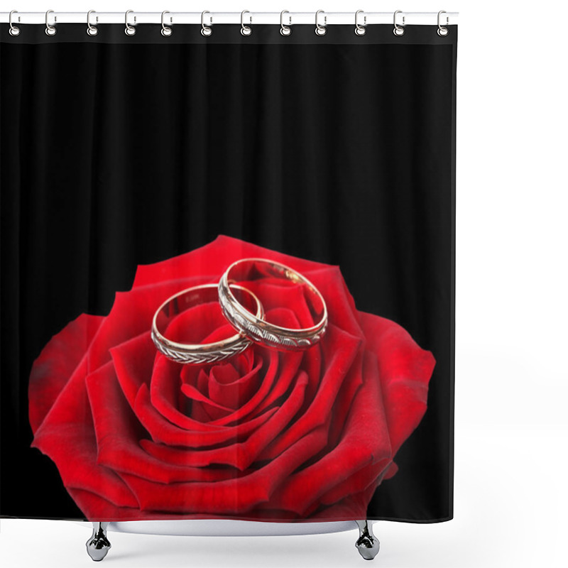 Personality  Wedding Rings And On A Red Roses Shower Curtains