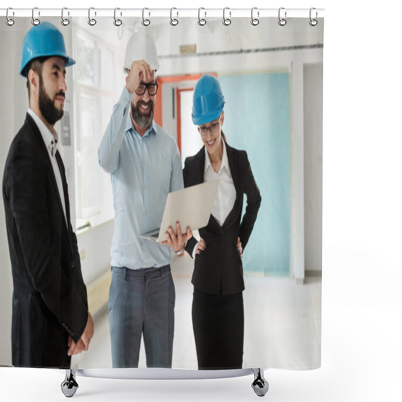 Personality  Engineers In Hardhats Have Conversation Shower Curtains